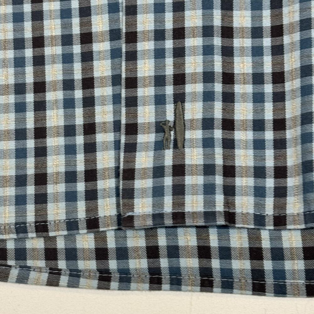 Johnnie-O Shirt Mens Large Blue Check Stretch Button Up Long Sleeve Casual - Picture 8 of 14